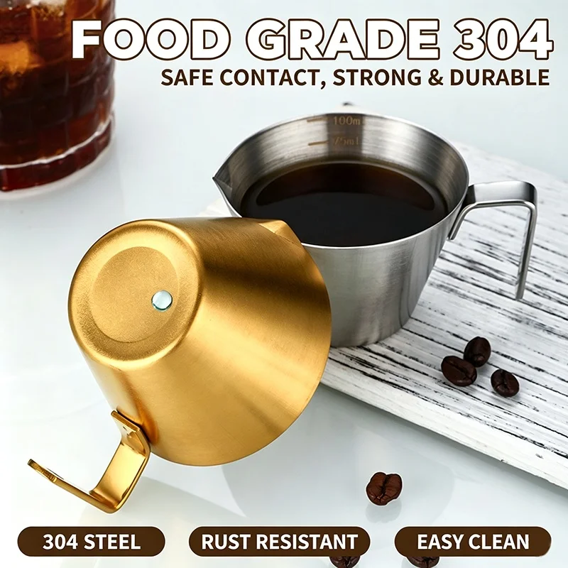 304 Stainless Steel Measuring Cup with Scale 100ML Thickened Exquisite Ounce Coffee Cup With Handle Kitchen Tools Cup LJLB02