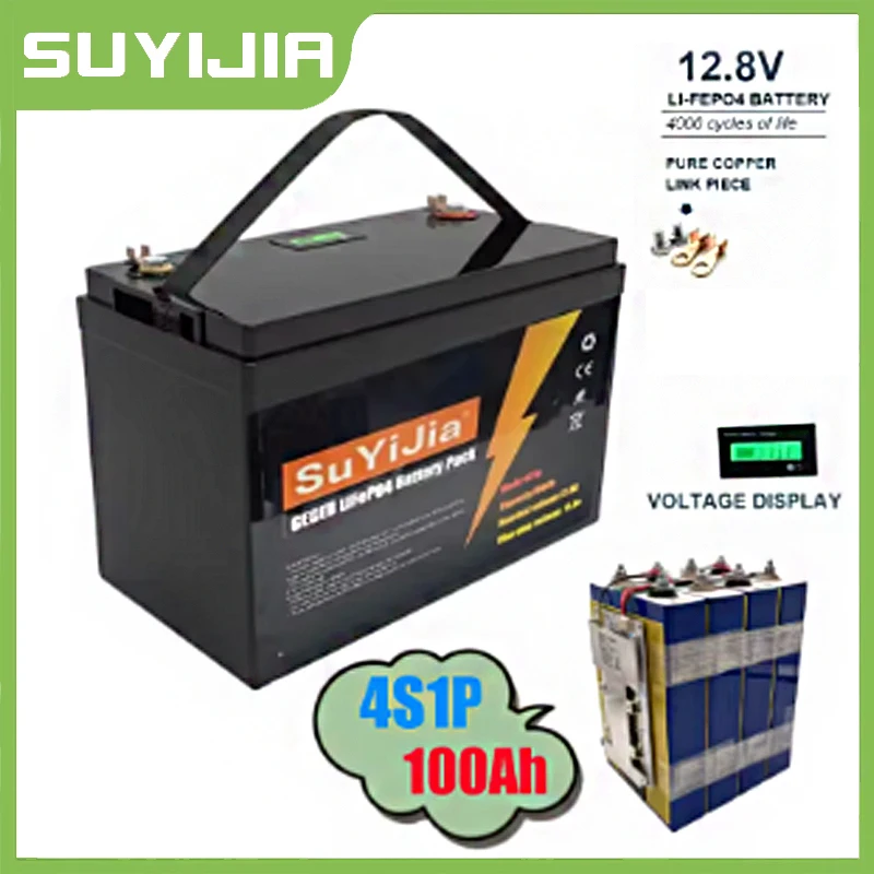 12V 100Ah LiFePO4 Battery Pack 12V 100Ah Lithium Iron Phosphate for Electric Marine Outboard Propulsion Motors 48V Solar System