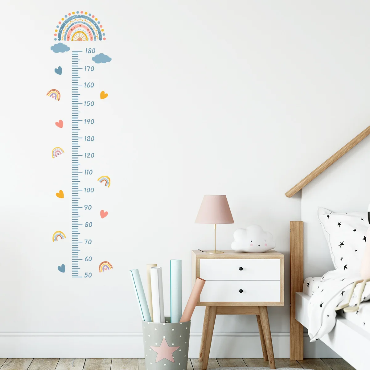 Rainbow Kids Growth Chart Wall Stickers Measure Height Record Ruler Baby Growth Chart Decals Bedroom Nursery Decoration Murals