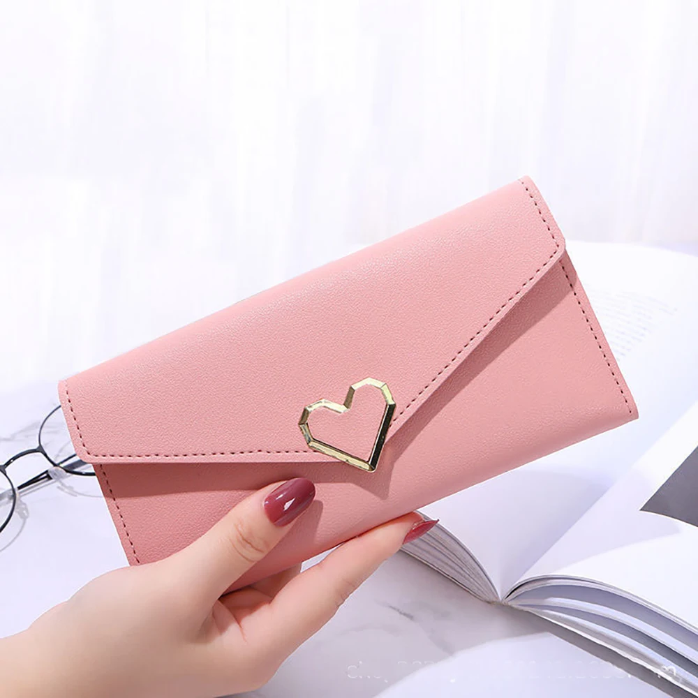 Women Long Wallets Purses Luxury Love Heart Wallets For Ladies Girl Money Pocket Card Holder Female Wallets Phone Clutch Bag New