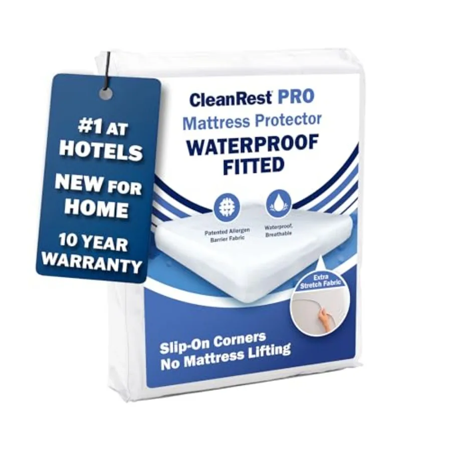 

CleanRest Waterproof Mattress Fitted Sheet Protector, Ultimate Defense Against Spills and Wear, MicronOne Allergen Barrier, Bre