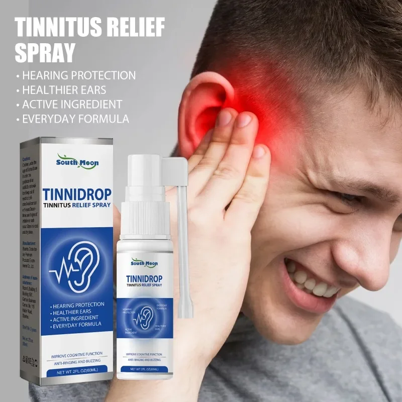 Semprotan pembersih telinga Tinnitus 60ml, cairan pembersih telinga, penghilang sakit, Pekak tinitus, meningkatkan sumbatan saluran telinga, semprotan penghilang rasa sakit