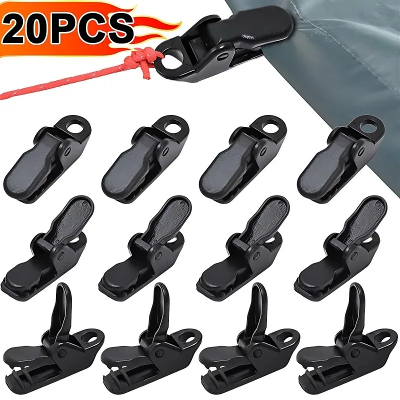 1/20PCS Outdoor Tarpaulin Clip Camping Tents Awning Wind Rope Clamp Equipment Plastic Clip Buckle Fixed Jaw Grip Hook Accesorios