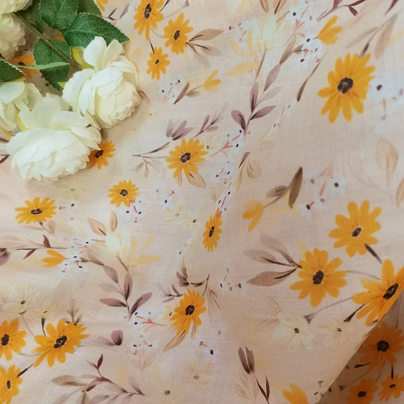 

High-quality natural ramie fabric printed linen summer thin breathable Chinese gown dress wholesale Tissu Diy Sewing Diy