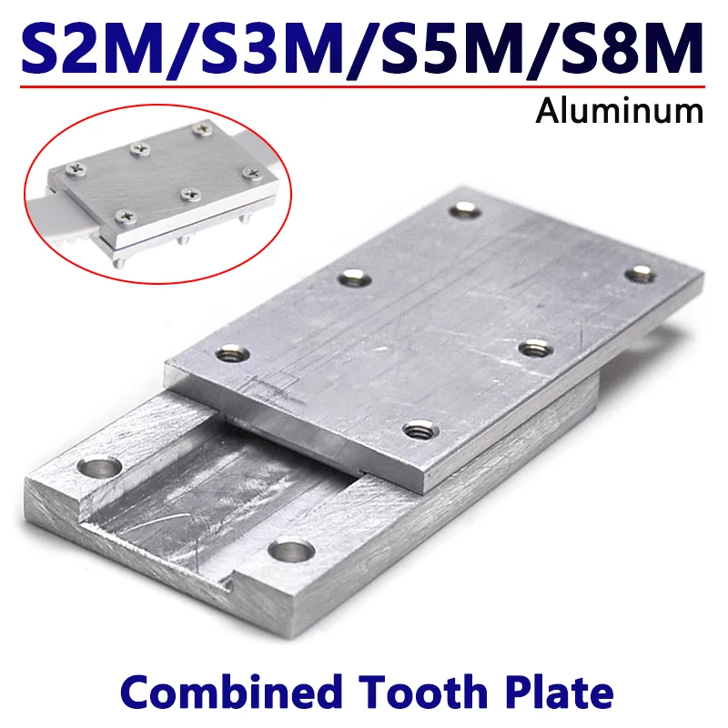 1 Set Aluminum Clamp Tooth Plate S2M/S3M/S5M/S8M For Fixed Clip Open Timing Belt Combination Connection Teeth Plate