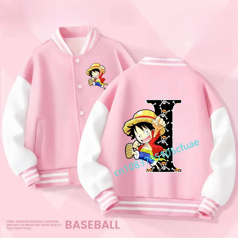 

Baseball Uniform Sports Tops One Piece Letter A-Z Jackets for Girls Spring Autumn Teen Kids Cartoon Princess Hoodies Children's