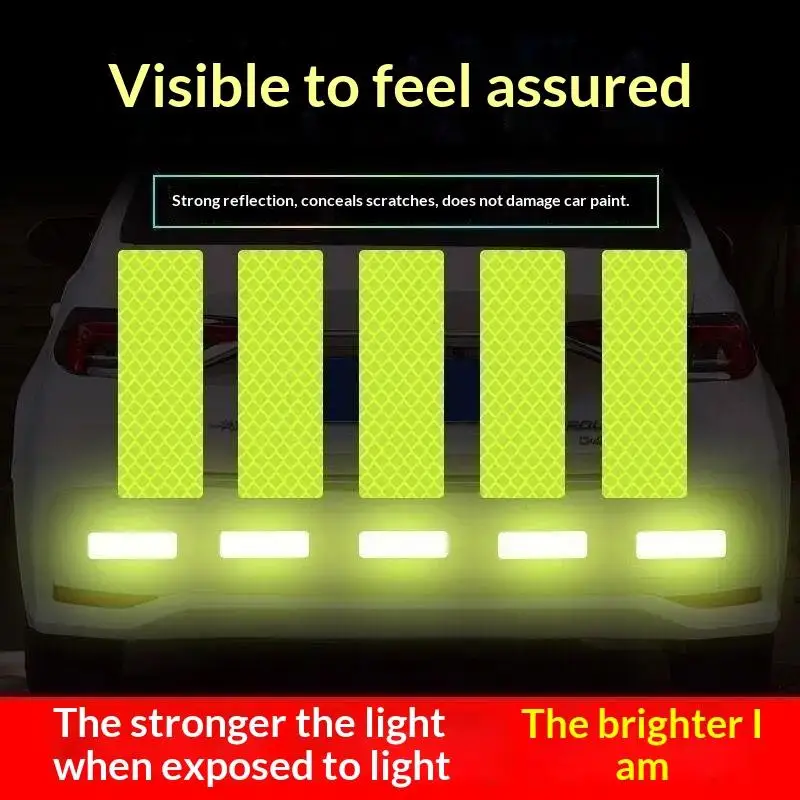 Waterproof Reflective Safety Warning Stickers 10-10PCS High Visibility Strips for Helmet Bike Night Outdoor Activities