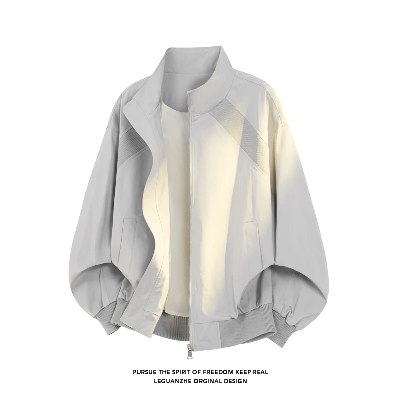 

Мужская куртка-бомбер в американском винтажном стиле 2026 года, ветровка на молнии, осенняя свободная куртка-карго, мужская куртка-бомбер, ветровка