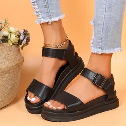 Open Toe Flatform Wedges Shoes Woman Summer Beach Sandals Sexy Women Plus Size PU Leather Sandalias Mujer Sapato Feminino