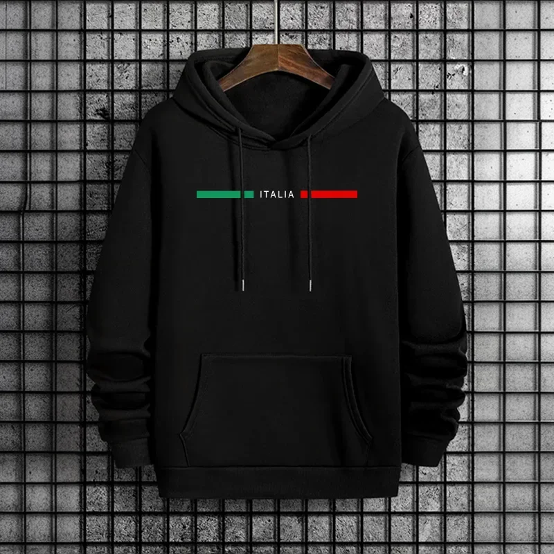 Italian Style Male Hooded Sweatshirt Winter Autumn Casual Sports Jogger Hoodie Mens Outdoor Warm Comfortable Pullover Streetwear