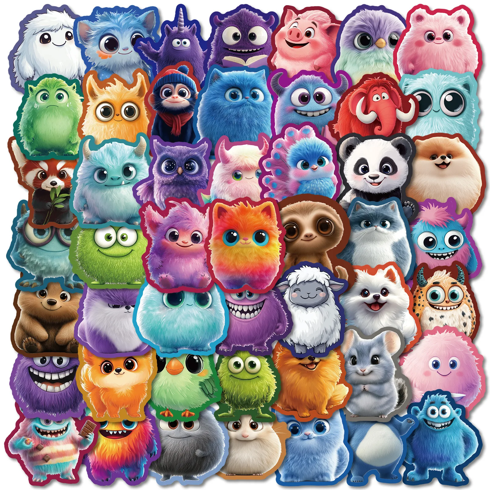 10/50 قطعة Kawaii فروي دمية الكتابة على الجدران ملصقات الكرتون الوحش DIY بها بنفسك اللعب سر لزجاجة سجل القصاصات حقيبة السفر الشارات الجمالية