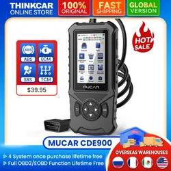 MUCAR CDE900 Strumento diagnostico per auto scanner OBD2 automatico con sistema motore ABS SRS TCM Aggiornamento gratuito a vita Lettore di codici errore pulito