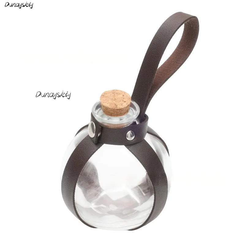 Customized 'Medieval Witch Pirates Cosplay Costume Set, Including Corset, Potion Bottle, Key Hanger, and Belt in Black and Brown