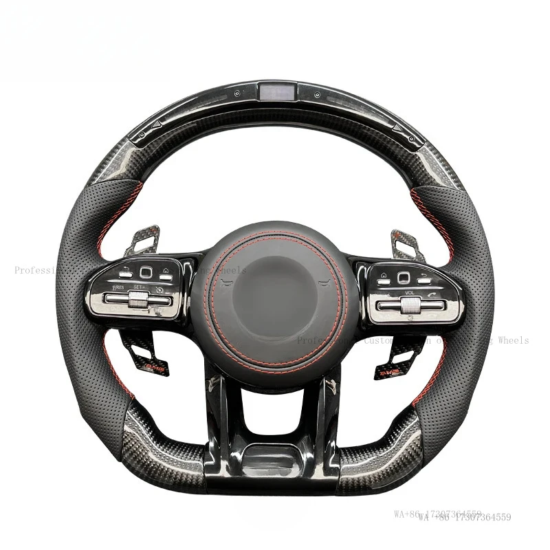 Hot  for models W221, W222, W204, W205, cross-border for Mercedes-Benz LED racing-style carbon fiber steering wheel modification