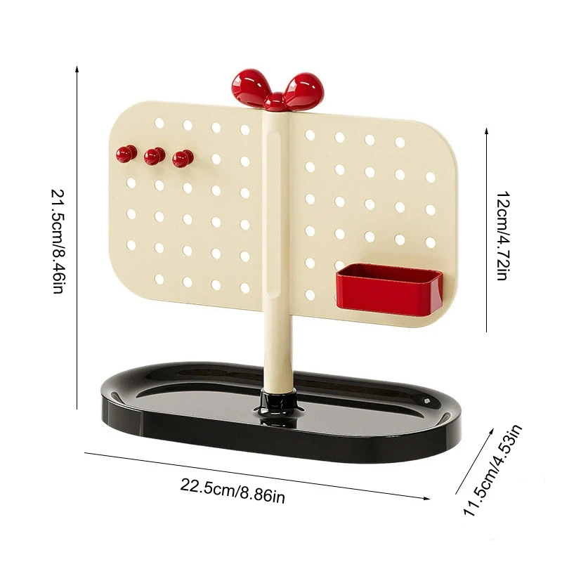Bow Knot Jewelry Organizer Stand Earring Necklace Holder with Bottom Tray Multi-Functional Desk Display Rack for Rings Bracelets