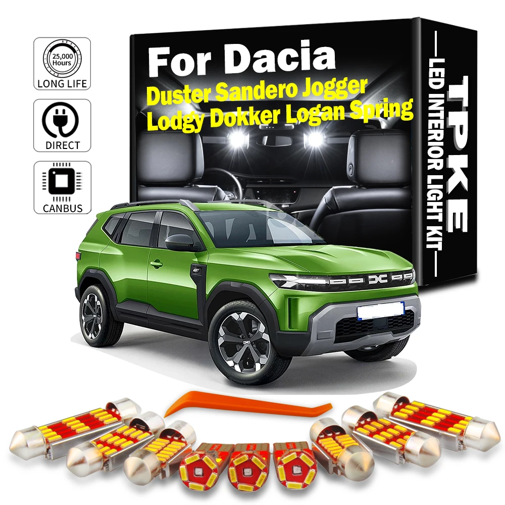 LED Interior Dome Map Plate Light Kit For Dacia Duster Sandero Jogger Lodgy Dokker Logan Spring I II MK1 MK2 MKI MKII Car Lamp