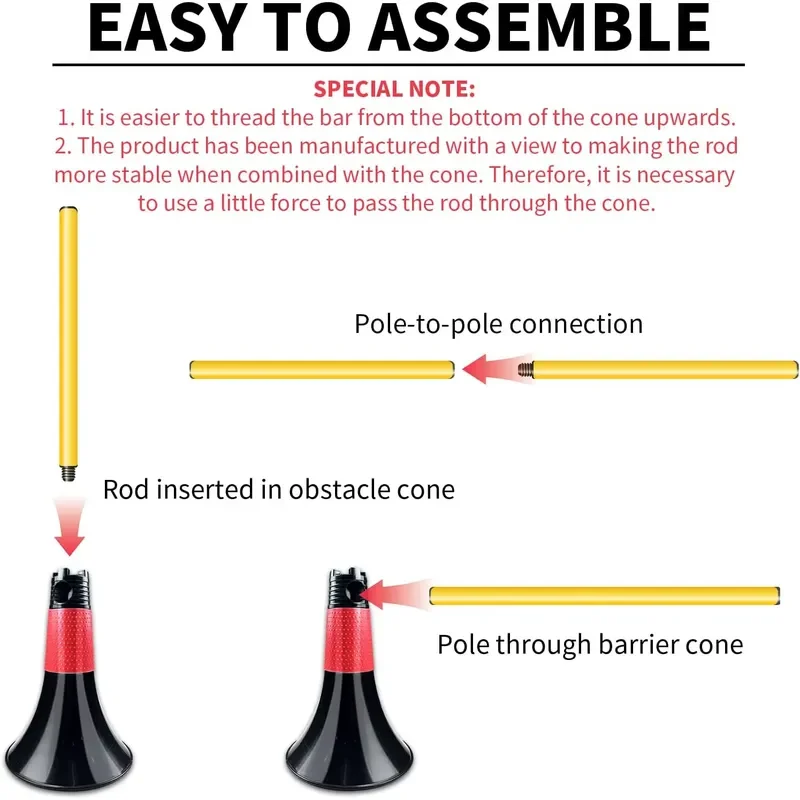 for Ebest BA21 10pcs Obstacle Cones Agility Poles Set Speed Training Basketball Football Soccer PVC Material 8 Colors Carry