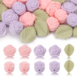 LOFCA 30 Stück Rose Silikonperlen Blume Fokalperle BPA frei Baby Zahnen Perle DIY Zubehör für Schnullerkette Schmuckherstellung