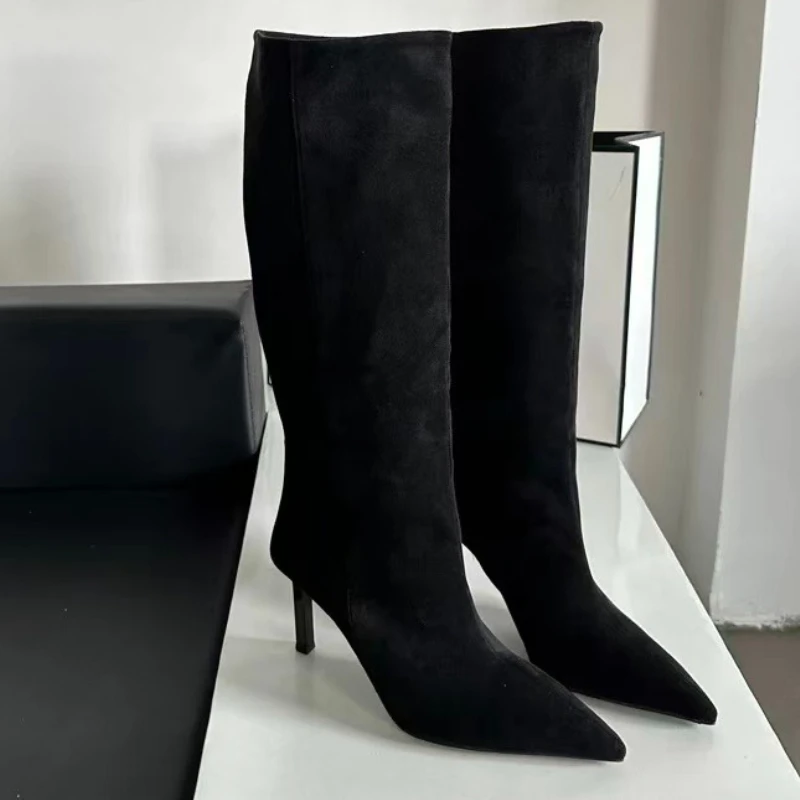 High Heels High Boots Women Sexy Pointed Toe Heeled Shoes Luxury New Winter 2025 Trend Fashion Boots Party Chelsea Botas Pumps