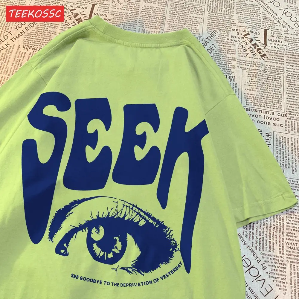 Fashion Cotton Womans T-Shirts Seek Anticipated Gaze Prints Tees Oversize O-Neck Soft Short Sleeve Comfortable Female Clothes