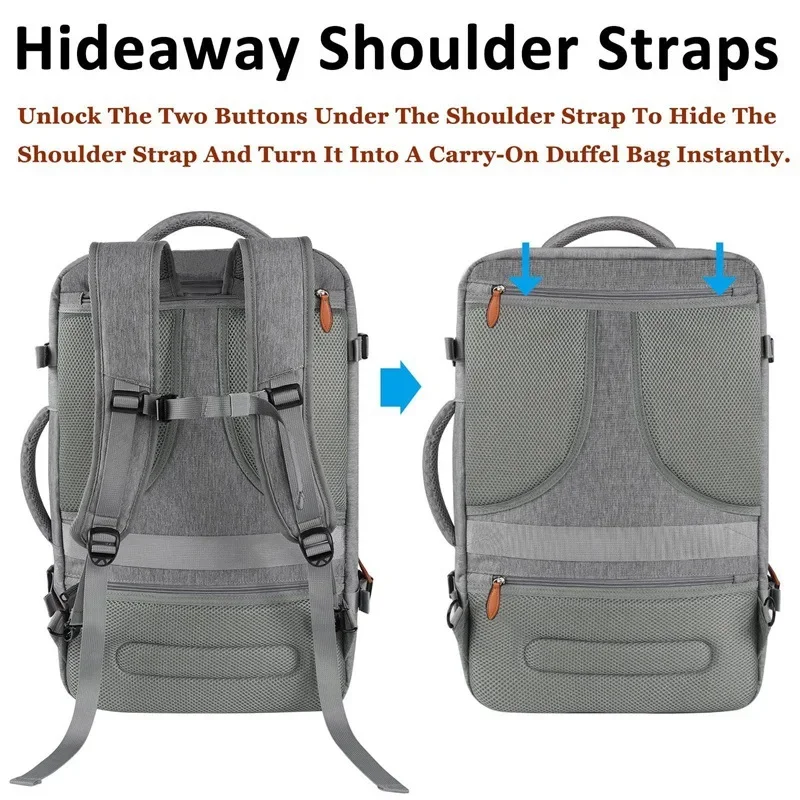 للجنسين سعة كبيرة مقاوم للماء متعدد الوظائف حقيبة ظهر للكمبيوتر عادية السفر رحلة عمل حقيبة رمادي أكسفورد القماش الكتف B #3