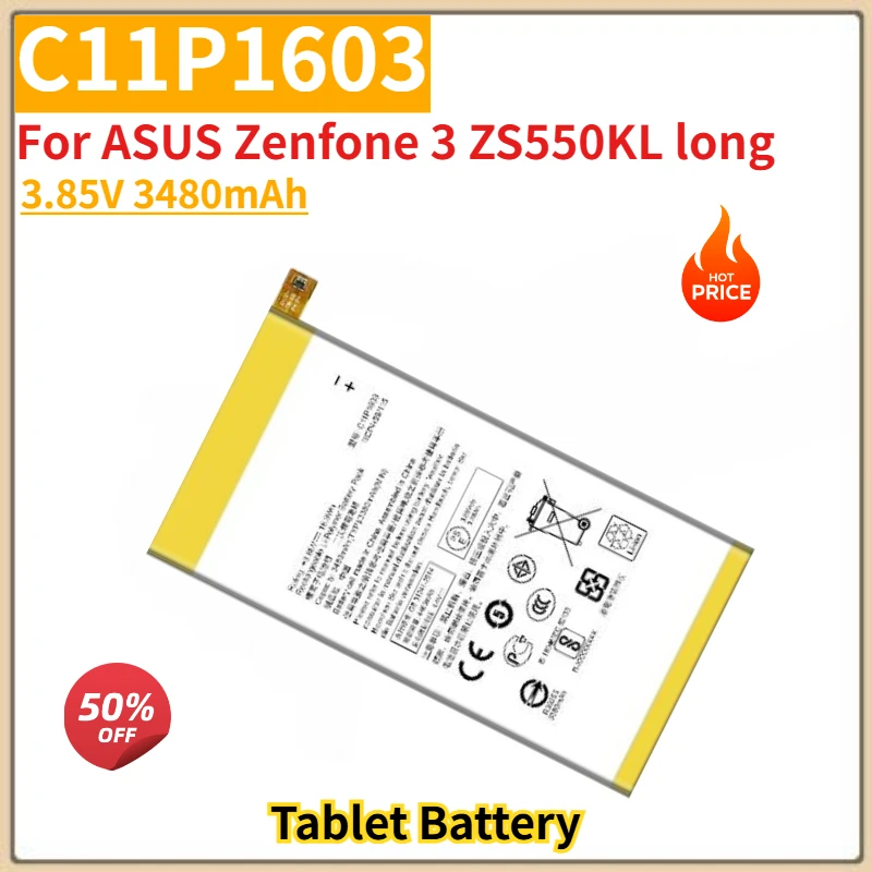 

C11P1603 Tablet Battery 3.85V 3480mAh for ASUS Zenfone 3 ZS550KL long Brand New High Quality Replacement Battery