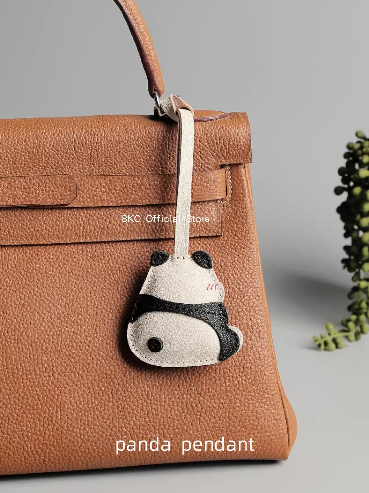 handmade-panda-bag-charm-goat-leather-keychain-with-wax-thread-saddle-stitch-original-design-panda-key-pendant-bag-accessory