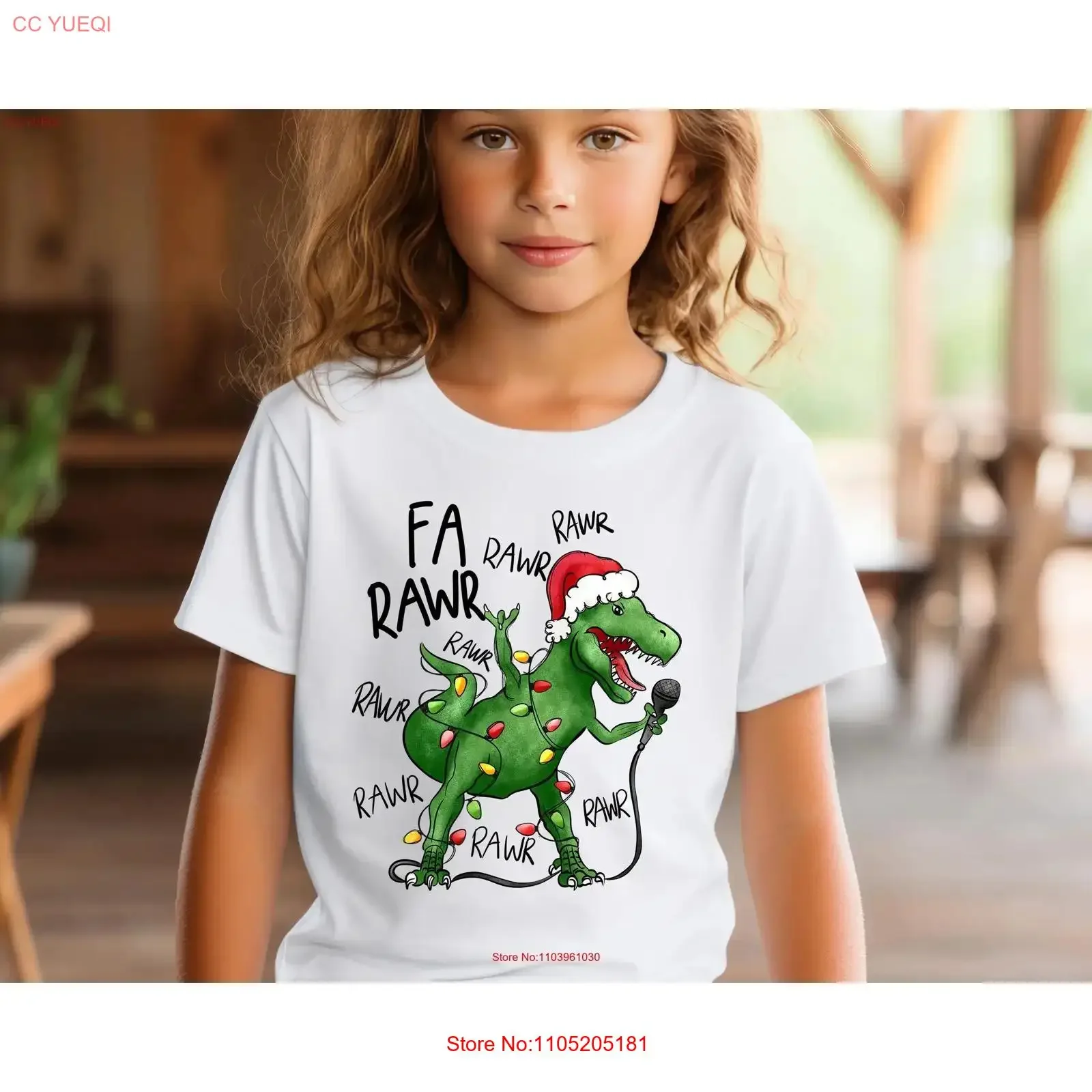 Fa La Rawr Christmas Dinosaur T shirt Funny Singing Dino Xmas Carols Roaring Rex Kids vintage Washed graphic Versatile
