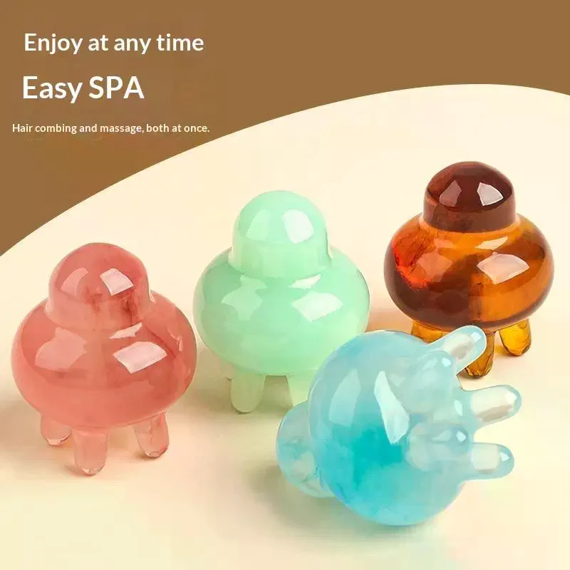 Resin Jellyfis Massage Comb Head Meridian Scraping Scalp Massage Brush Acupuncture SPA GuaSha Massage Comb Fatigue Relief