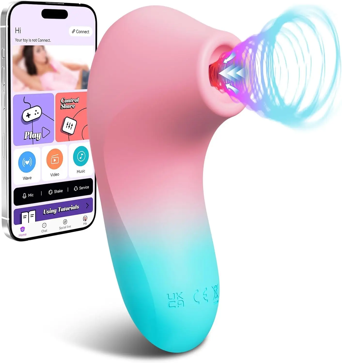 Female suction vibrator sex toy - APP remote control clitoral vibration stick, 10 suction cups, clitoral pacifier suction cups