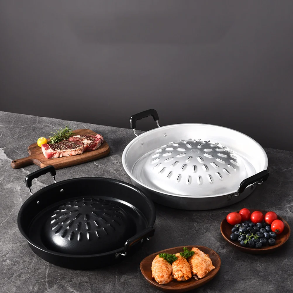 

Heavy Duty Iron Grill Pan Non-Stick BBQ Stove Grate Cooking Tray for Steak Meat Vegetables Fish Chicken Shrimp Indoor Outdoor