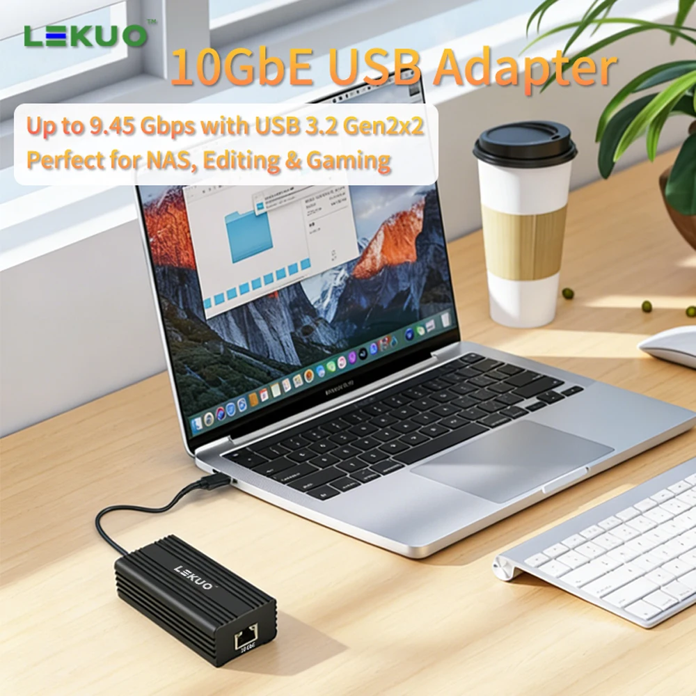 

USB3.2 to 10GbE RJ45 Ports 10G Portable Network Card with RTL8159 10-gigabit External NIC 10Gbps