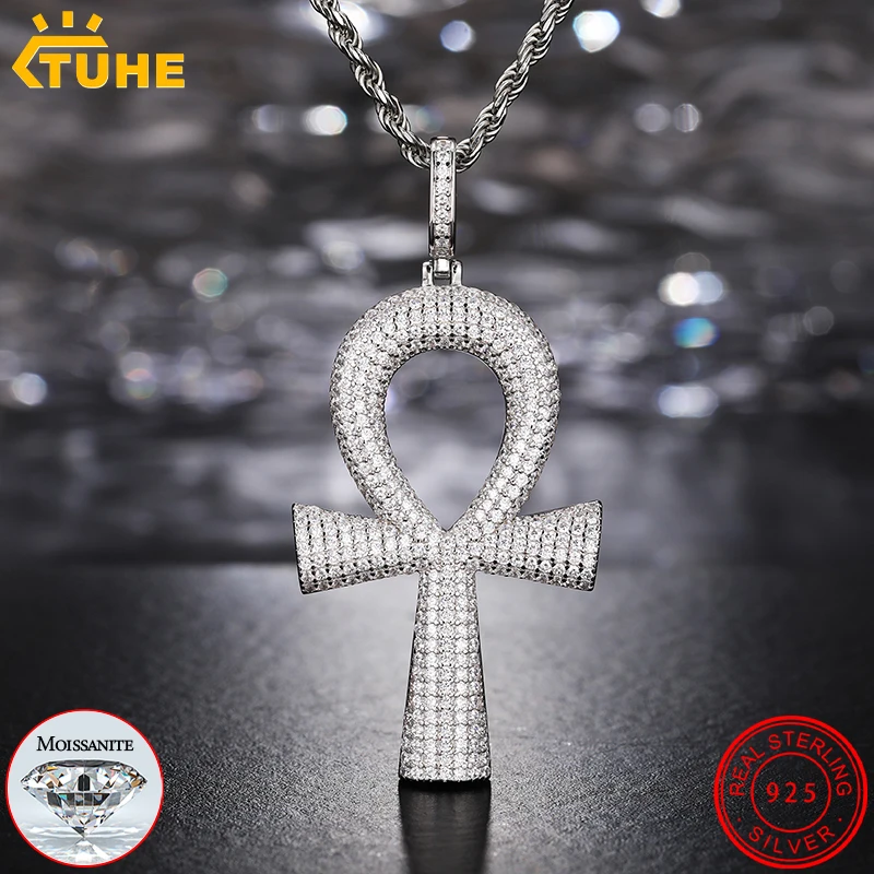 High Quality Unisex Cross Moissanite Silver 925 Pendant Men Hip Hop Jewelry Silver Classic Pendant Gift