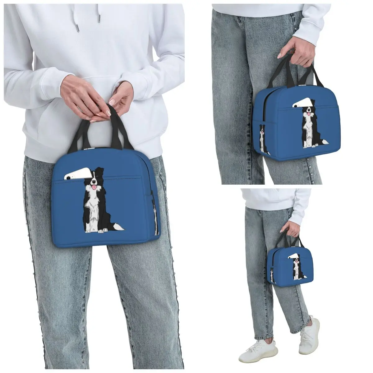 Border Collie Insulated Lunch Bag for Women Office Cooler Thermal Food Box Tote Leakproof Lunch Boxes Container