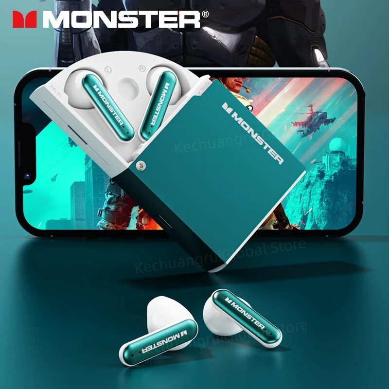 Monster-XKT17 سماعات بلوتوث لاسلكية مع هيئة التصنيع العسكري ، سماعات الأصلي ، لعبة سماعة ، TWS ، الحد من الضوضاء ، سماعات الرياضة ، جديد ، 5.3