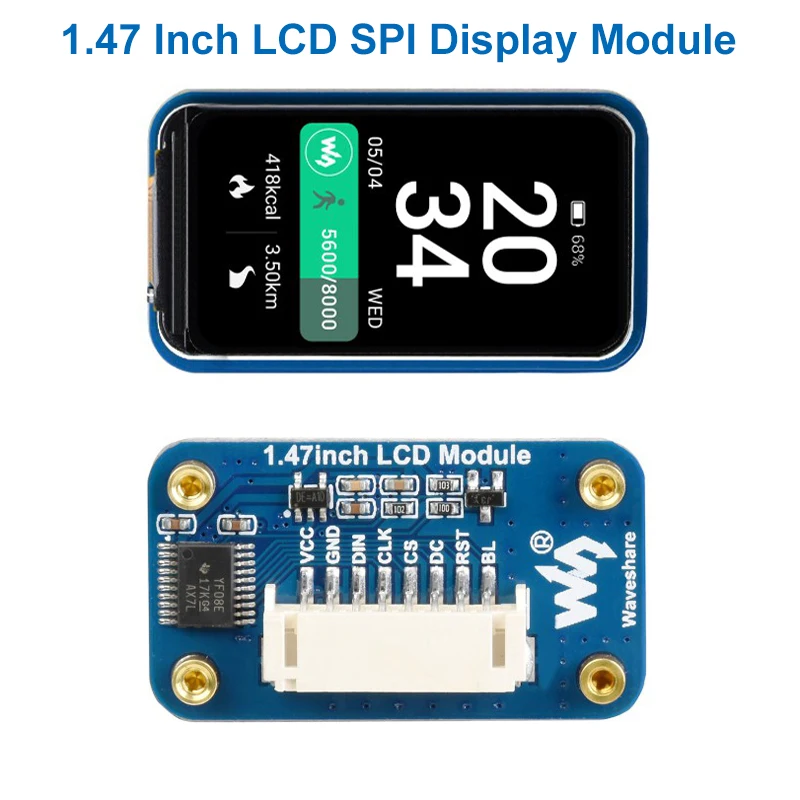 1.47 Inch LCD Display Module for Raspberry Pi 4 3 Zero Pico 172x320 IPS Screen ST7789V3 Driver SPI Interface for Arduino STM32