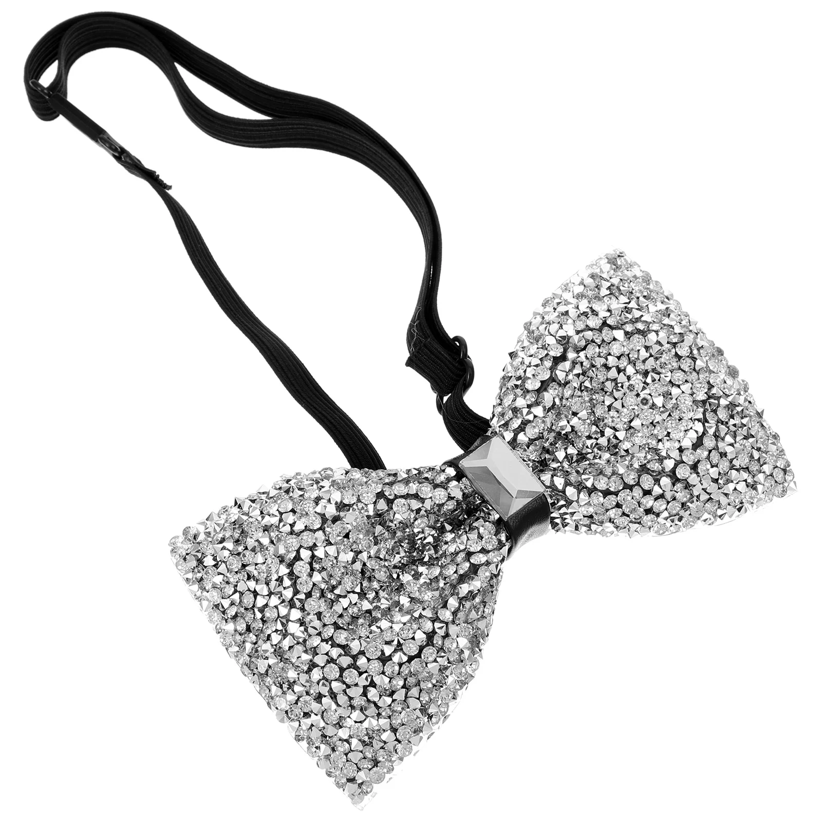 

Rhinestone Bow for Men Silver Pre Tied Bridegroom Wedding Bow Tie For Men Party Banquet Prom Fashion Groom Accessories