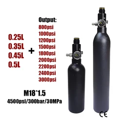 Compressed Air Tank CO2 Bottle Cylinder 0.25L 0.35L 0.5L 4500psi 30MPa 300bar M18*1.5 With Regulator Output 800psi to 3000psi