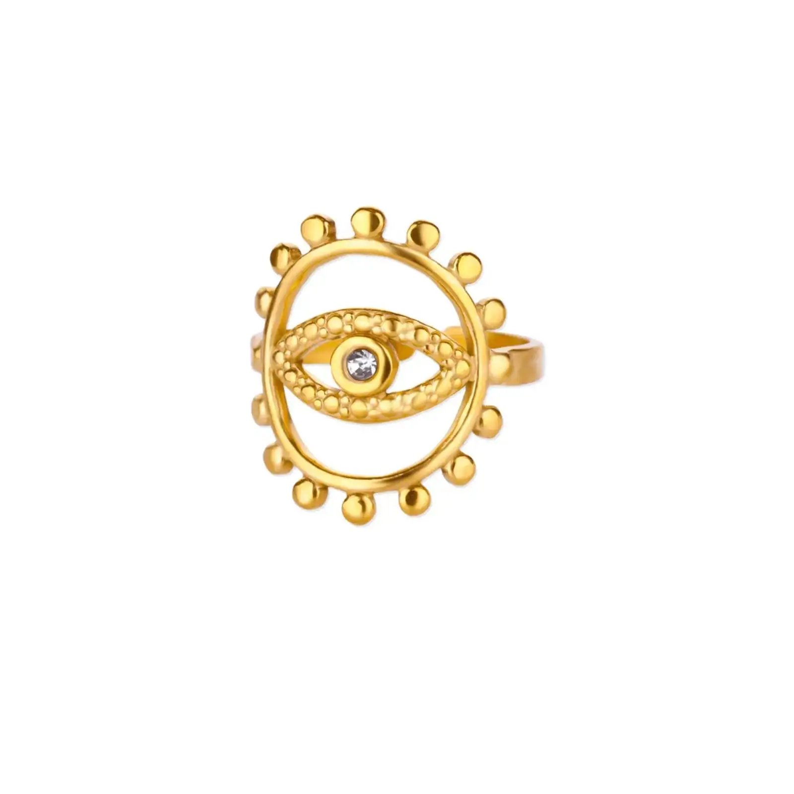 Luxus Zirkon Evil Eye Ringe für Frauen Hochzeit wasserdicht Edelstahl Schmuck Geschenk – Detail 4