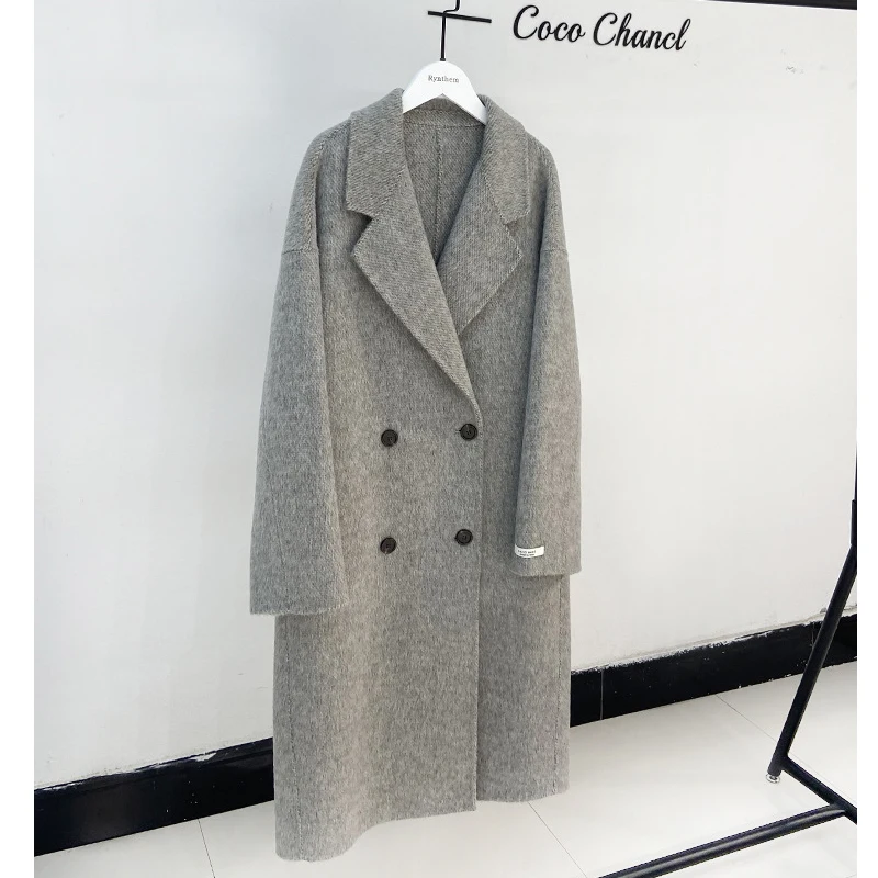 2024 Women Autumn Wool Coats Drouble Face Woolen Long Coats Women Elegant Cashmere Coat Veste Femme Tops New