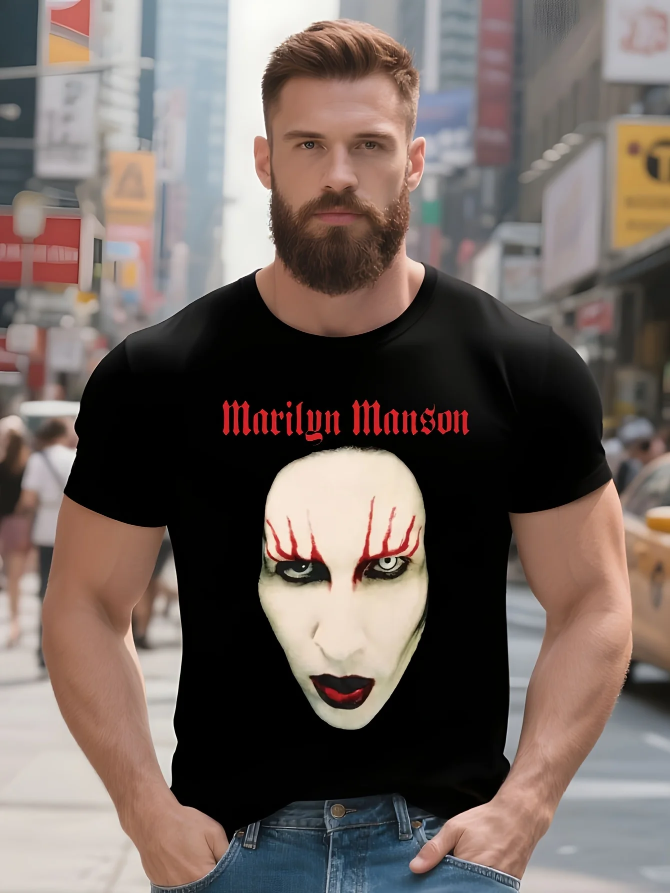 

Marilyn Manson Red Lips Black T Shirt New