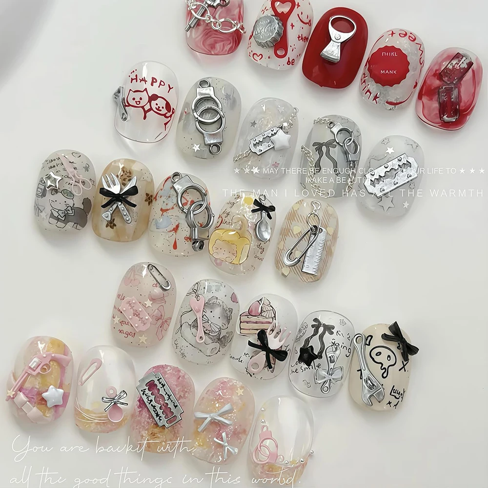 3D Nail Mold Silicone Tableware Handcuffs Funny Toys Resin Manicure Charms Mods for DIY Halloween Accessories Nail Parts Tools