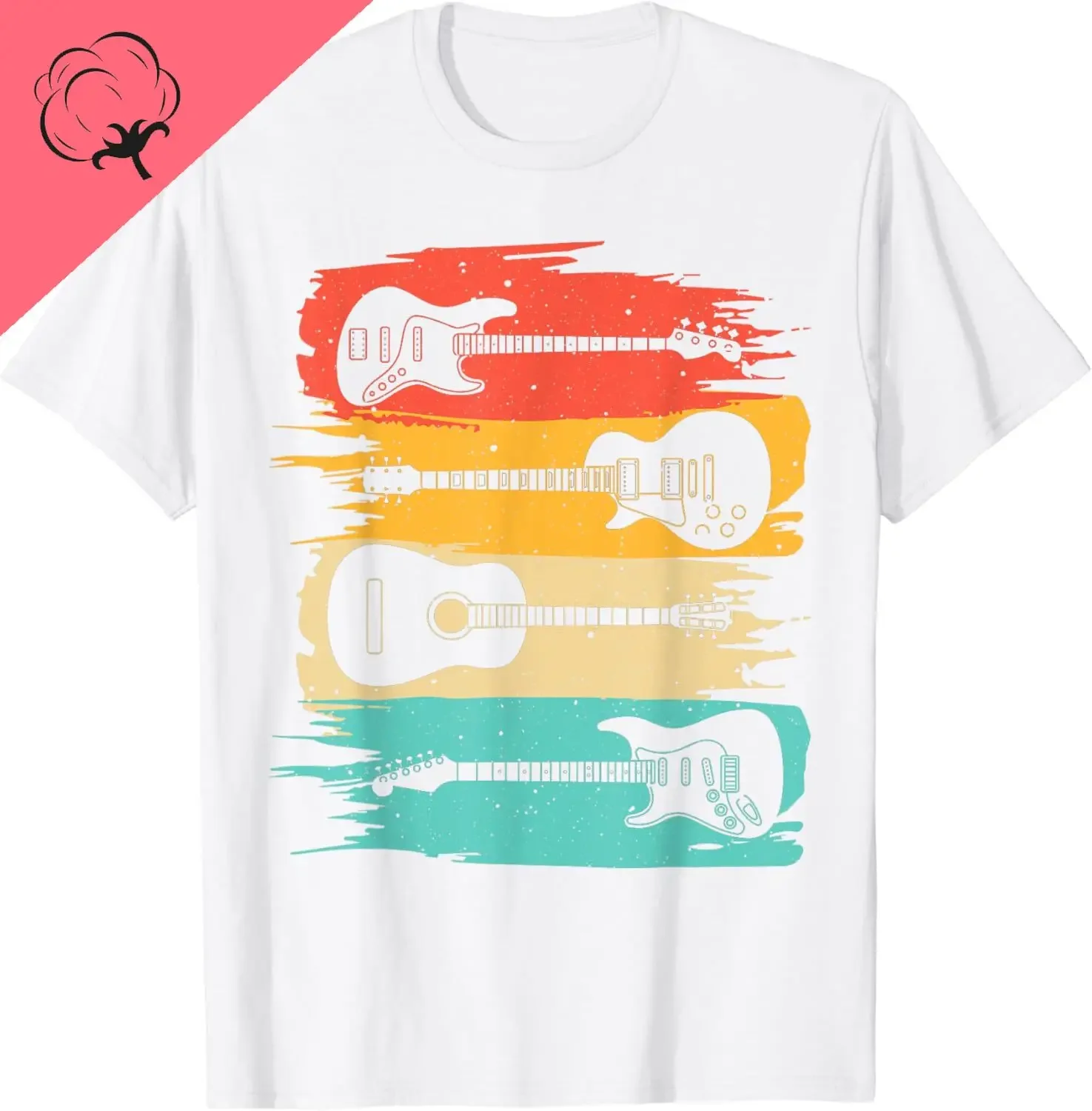 Vintage Guitar Gift for Men Women Music Band Guitarist Stuff T-Shirt Cotton Unisex Summer Tops Custom Printed Graphic Shirts