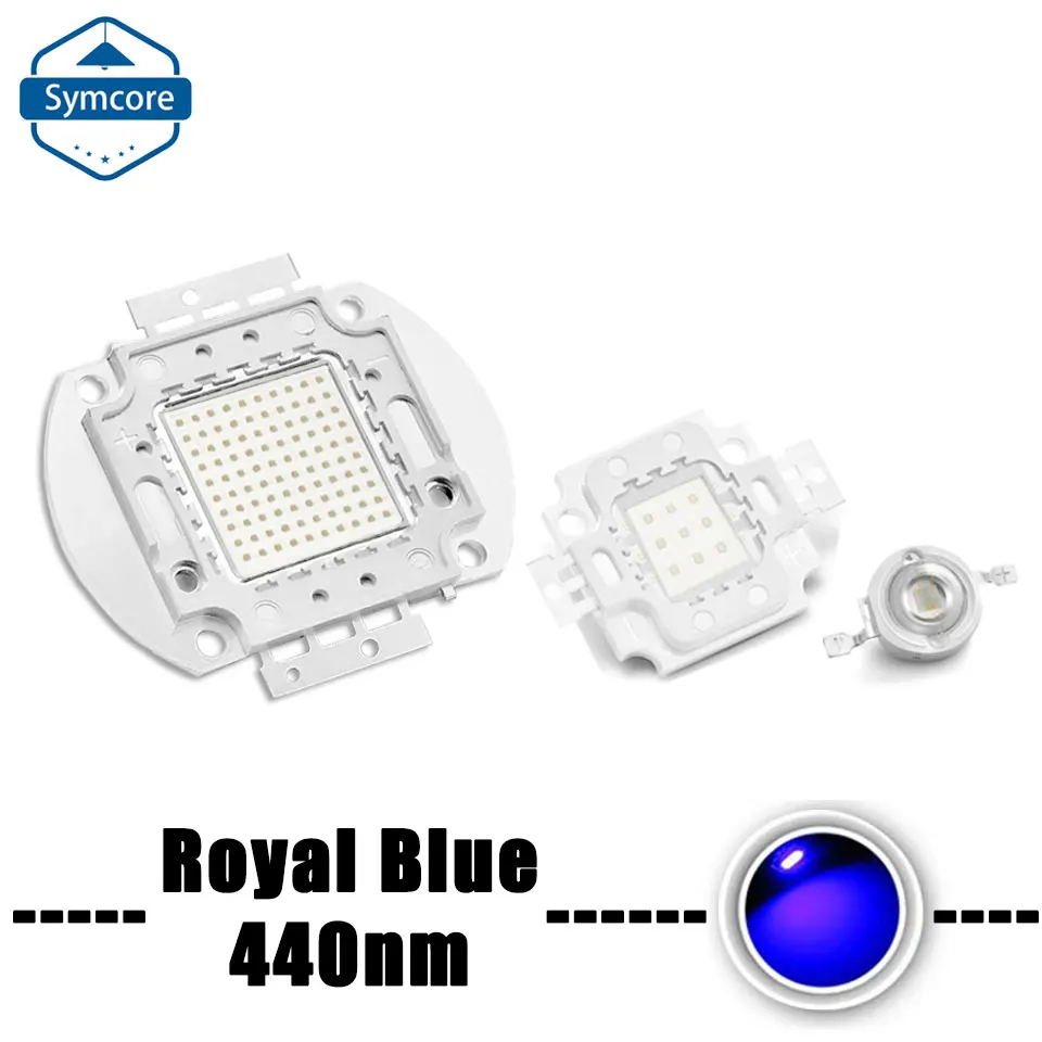 High Power 1W 3W 5W 10W 20W 30W 50W 100W Royal Blue 440nm LED Grow Chip Lamp Source Emitter Bulb For DIY LED Plant Grow Light