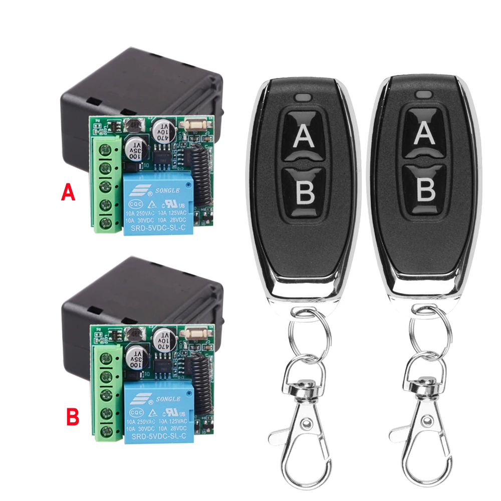 DC 5v 12v 24v 433MHz RF Wireless Remote Control Switch 10A Relay Receiver Module Metal Transmitter For LED Access Door System