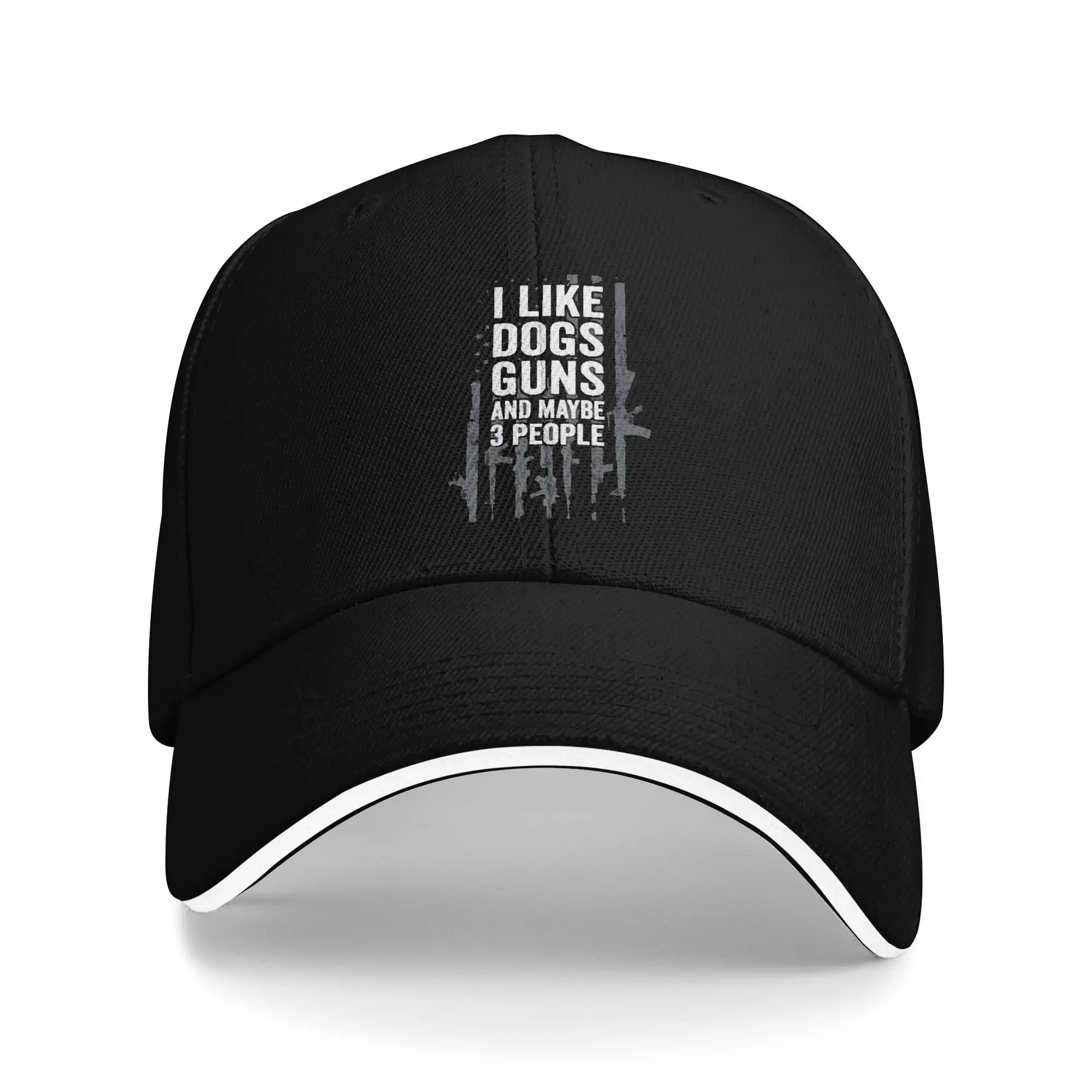 Y2K Funny I Like Dogs Guns And Maybe 3 People Running Baseball Caps Men High-end Trucker Cap Woman Pool Party Dad Hat