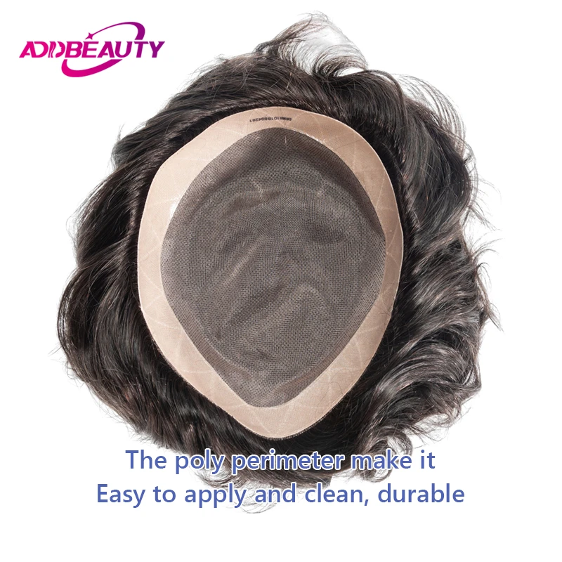 Men's Capillary Prothesis Fine Mono NPU Toupee Indian Human Hair Wigs With Knots Durable Human Hair System Natural Hairline Wigs