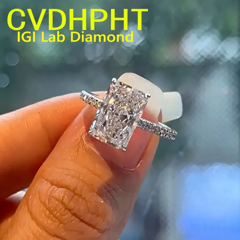 

14K White Gold Ring Lab growing dimaond ring IGI Radiant shape D VS1 Wedding &engagement ring