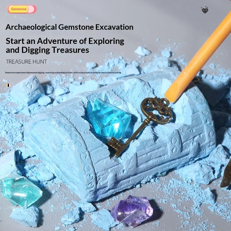 Unbranded Archaeology Dig Treasure Hunt Kit With Gemstone Fossil Sword Key Diamond Handmade Exploration Blind Box For Kids