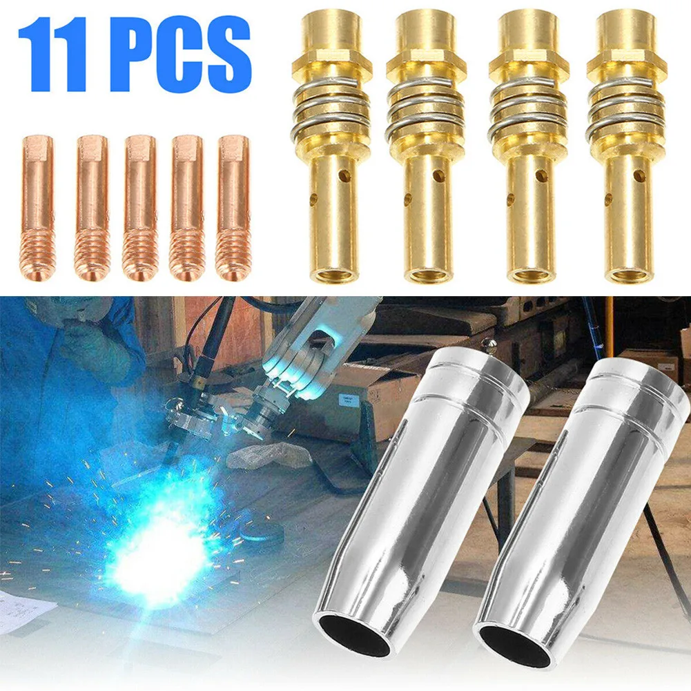 11pcs/set 15AK MIG/MAG Welding Torch Nozzle 0.8mm Conductive Tip Welding Nozzle Contact Tip MIG Welder Torch Gas Nozzle Tip